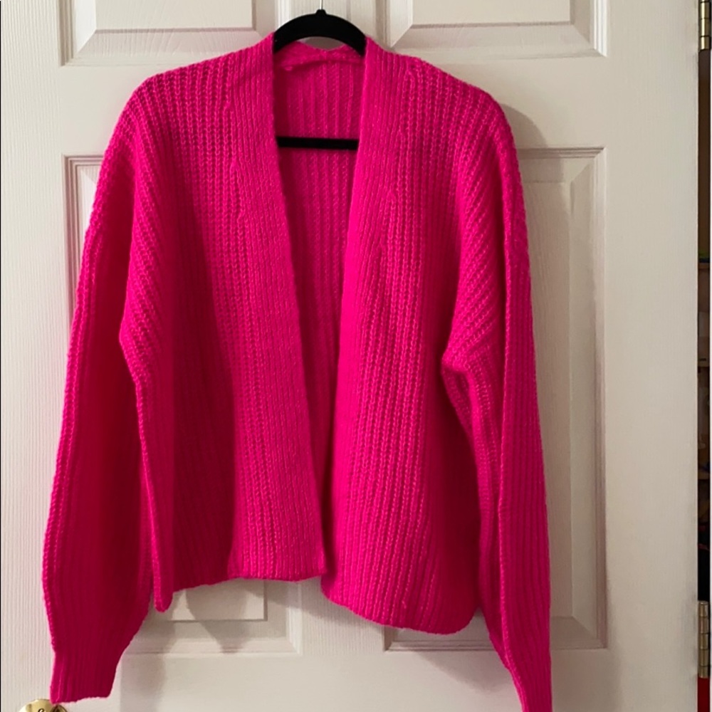 Shein Hot Pink Open Cardi